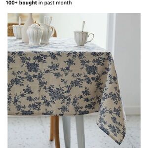 Floral Blue and Cream Tablecloth